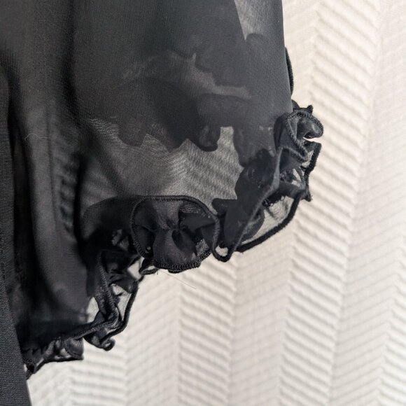 Dorothy Perkins Black Sheer Panel Mini Dress Ruffle Sleeve US 6 8 whimsigoth - Picture 10 of 16